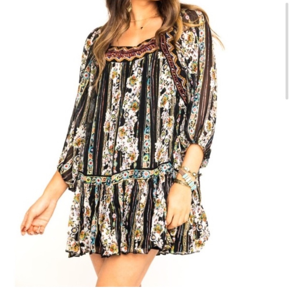 Free People NWT Dance Magic Long Sleeve Boho Tunic Dress Size medium - Picture 3 of 15
